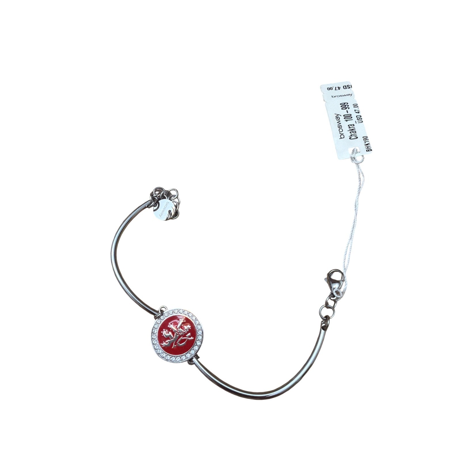 Brosway Chakra Czech Republic Lion Red Enamel Crystal Bangle Bracelet BHK190 NEW