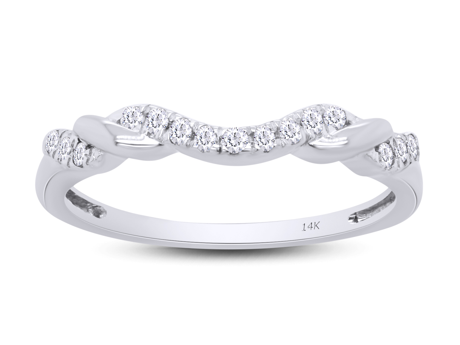 1/8 Ct Round Cut Diamond Ribbon Wrapped Contour Ring 14K Solid Gold Lab Grown