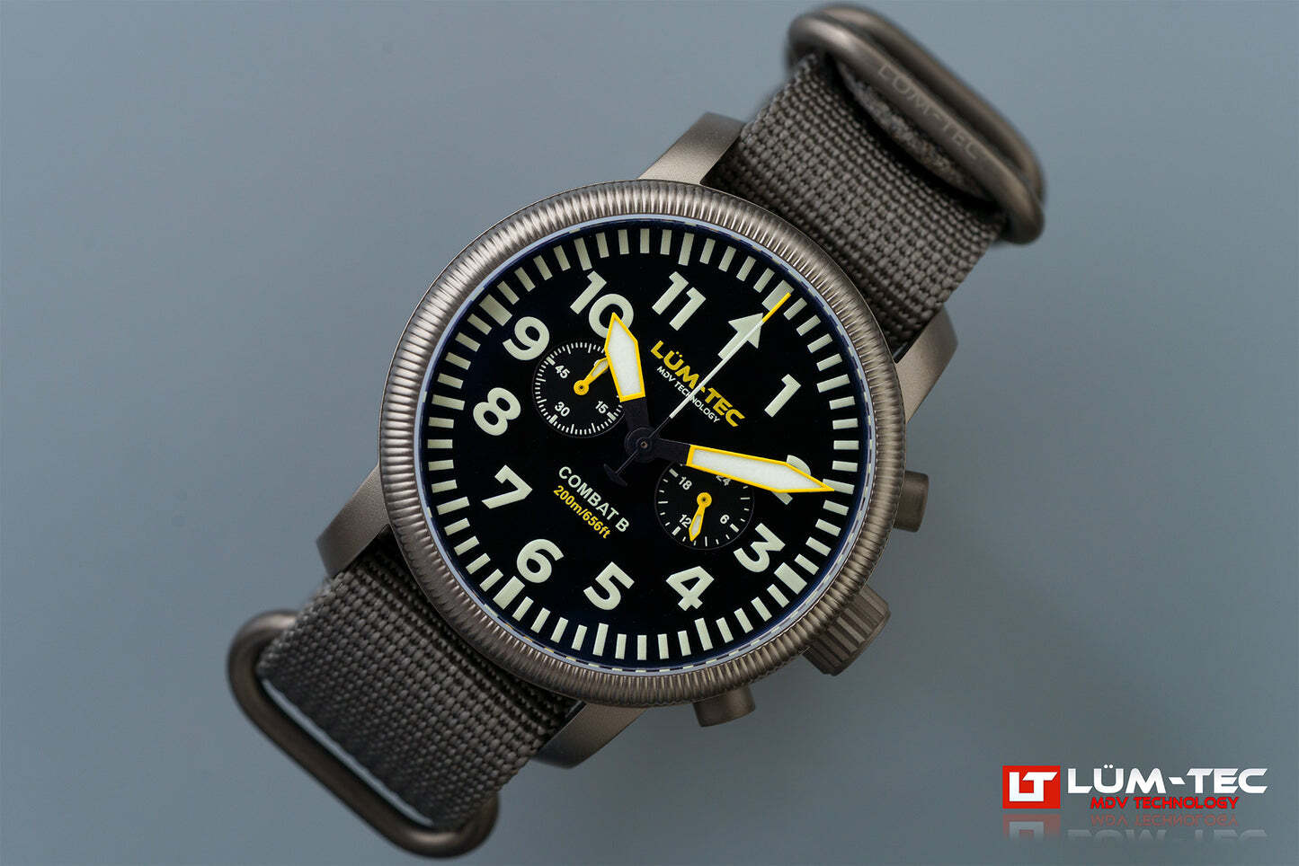 Lum-Tec Mens Watch Combat B64 Chronograph 43mm Black Dial Miyota Japan OS21J