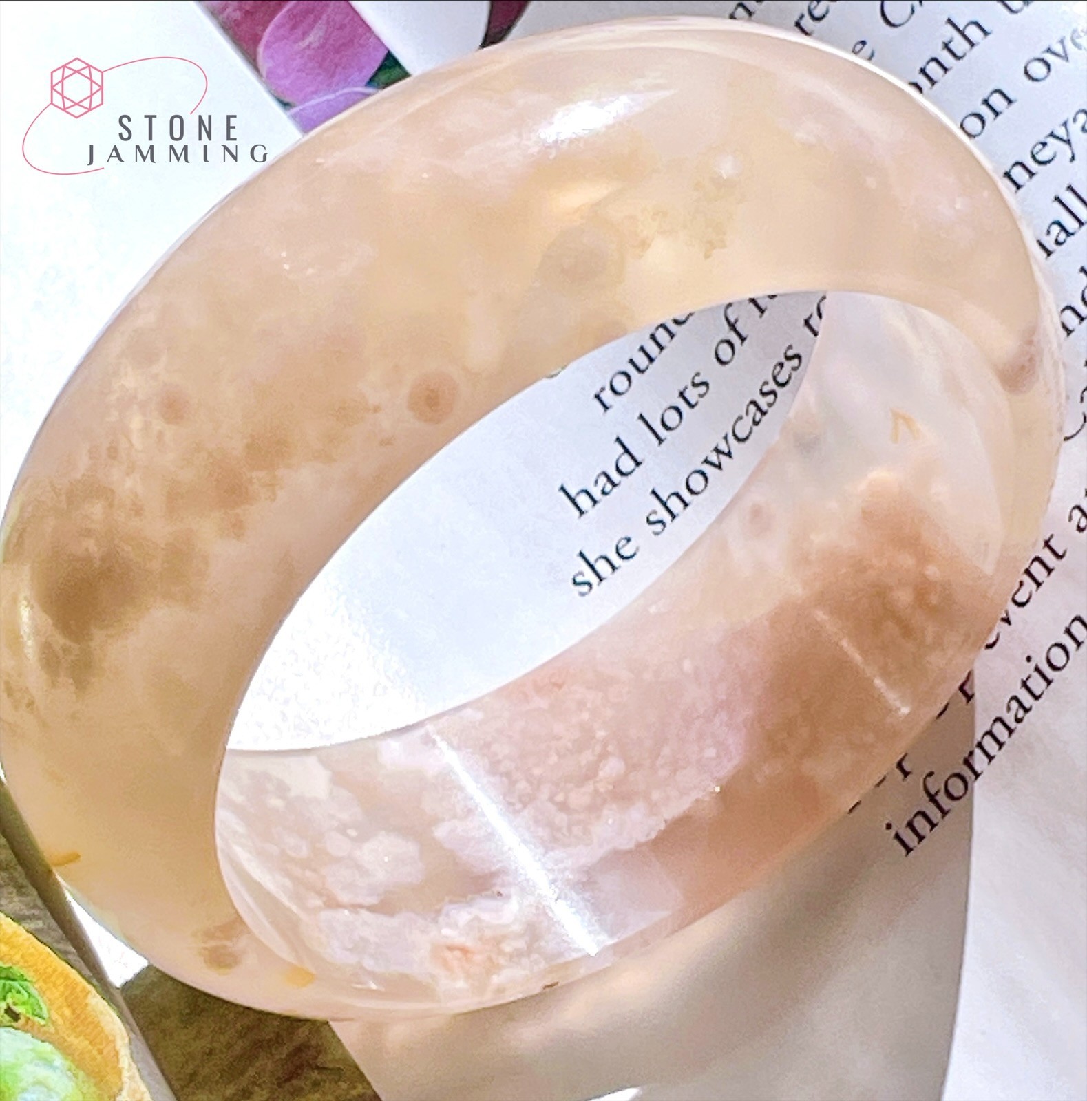 Madagascar Flower Agate Quartz Bangle ~ Super Fantastic *53mm Inner Diameter*