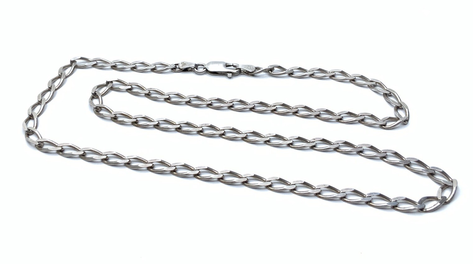 Sterling Silver Italy 4.3mm Curb Link Chain 18” Necklace 925 Vintage ~ 9.7g