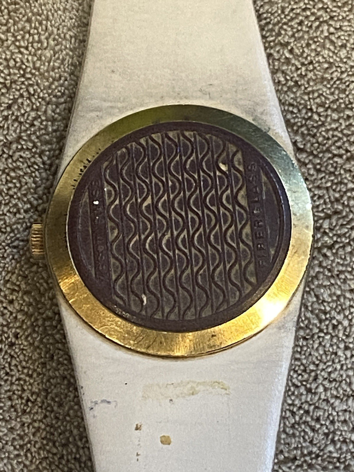 Vintage 1970s Tissot Sideral Fiberglass Gold Dial Automatic RARE Band