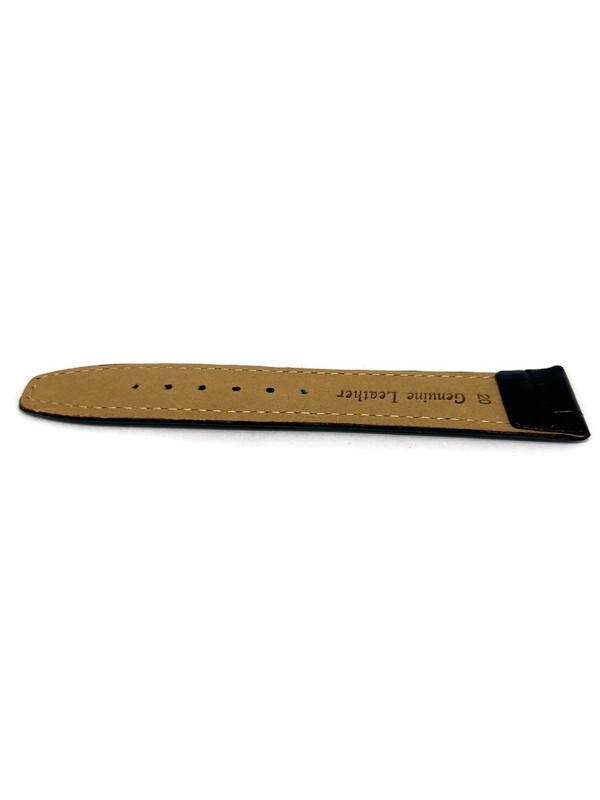 Open Ended Watch Strap, Black Calf Leather, Alligator Grain, Matt Finish