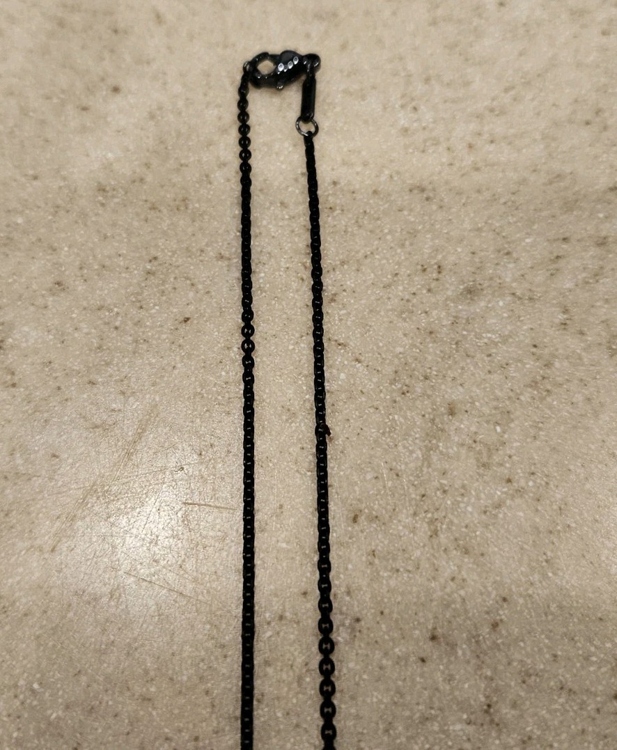 NEW MONICA RICH KOSANN BLACK STEEL STAINLESS STEEL 32″ LONG NECKLACE CHAIN
