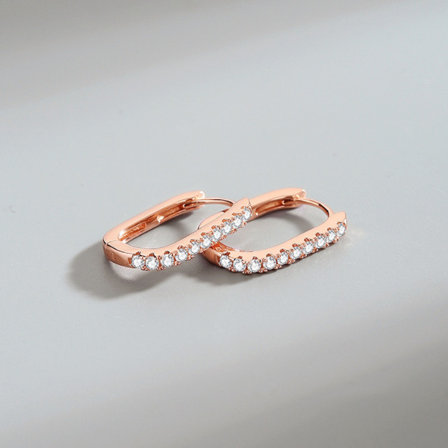 Hot Sales Elliptical Earrings with Trendy Zircon Inlay Earrings
