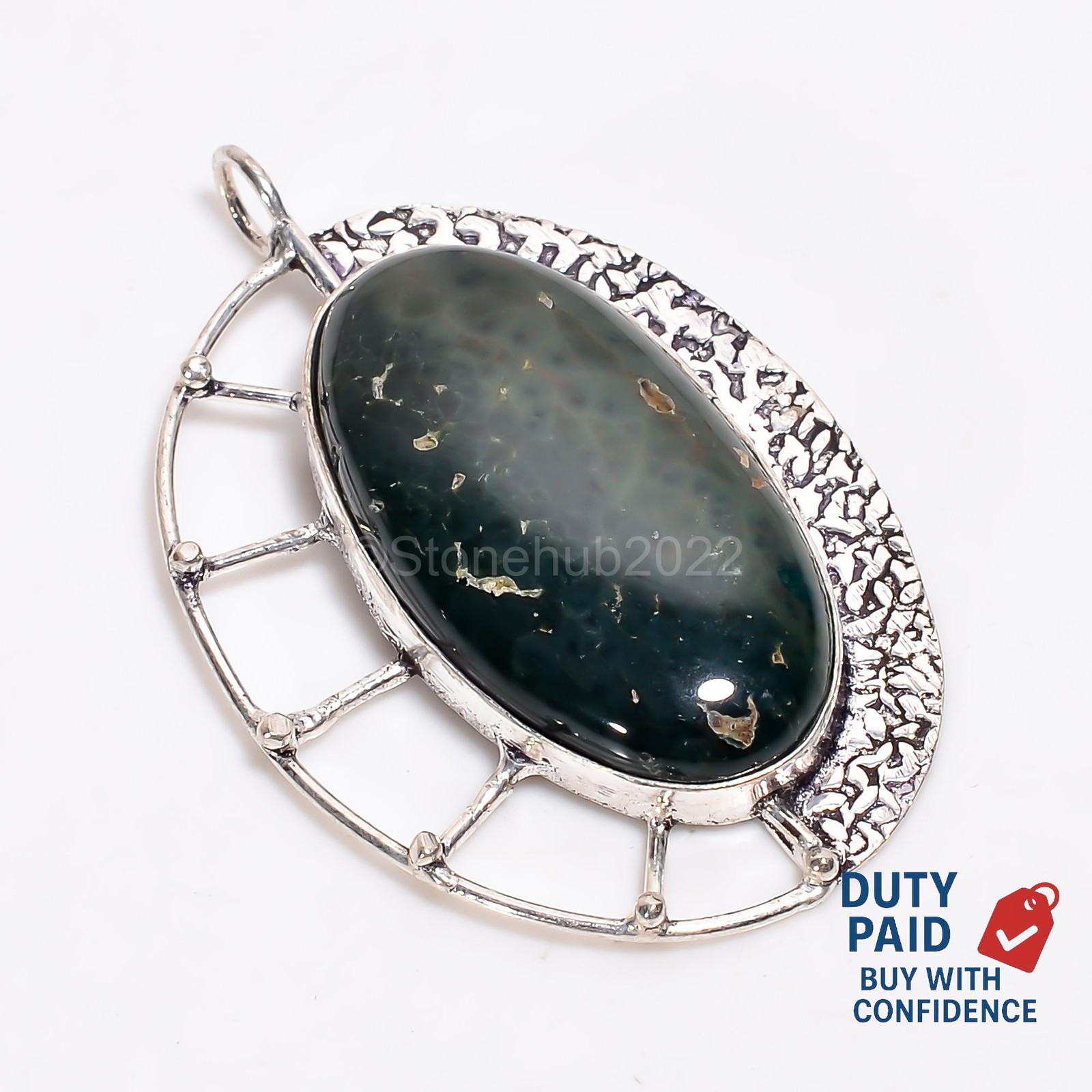 Sterling Silver Oval Genuine Ocean Jasper Sister Anniversary New Pendant Jewelry