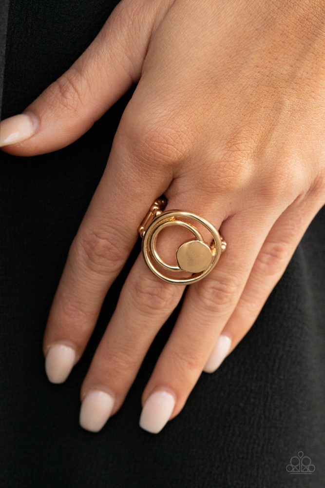 Edgy Eclipse Gold Stretch Ring Fits size 6 to 10