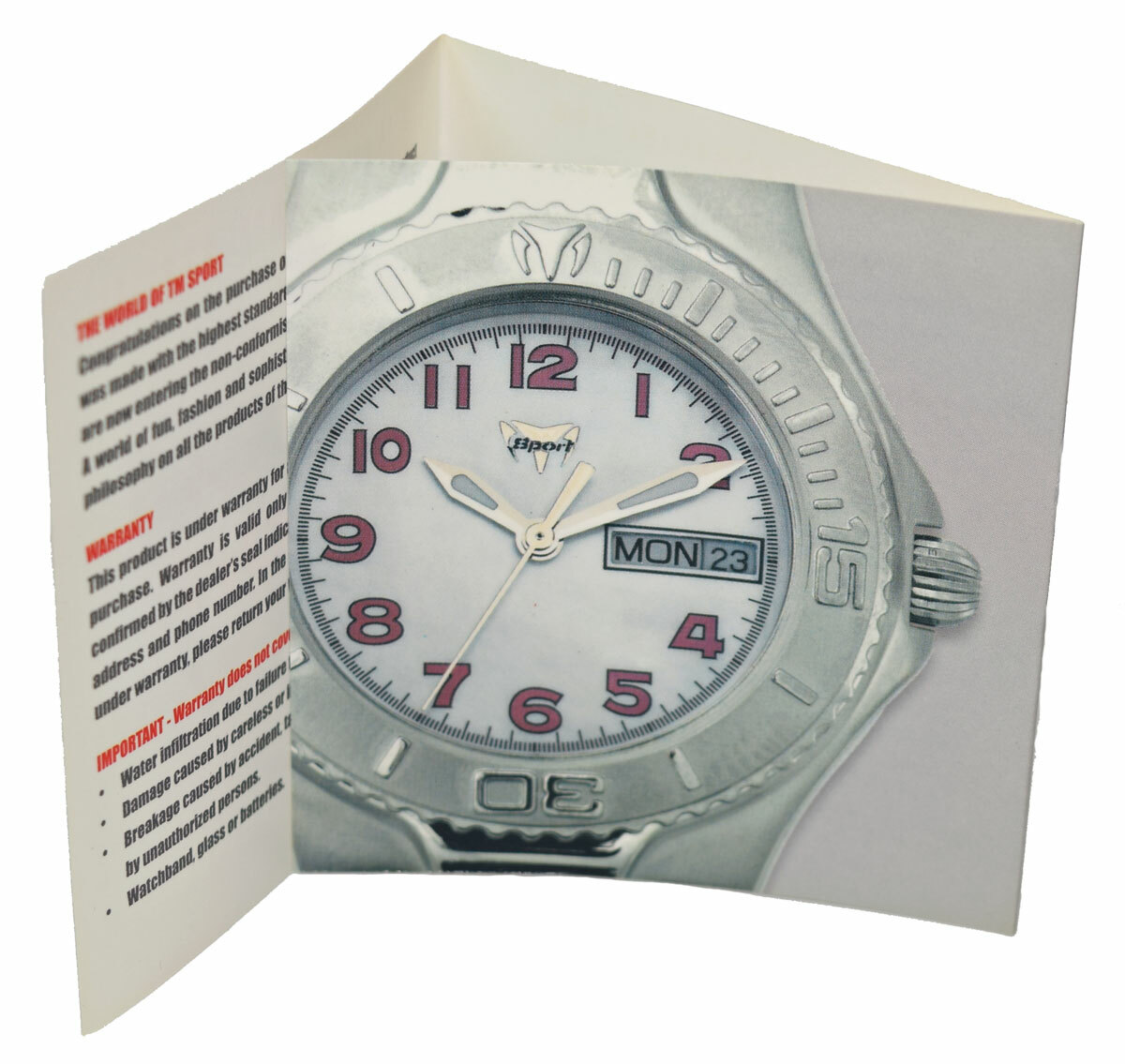 TechnoMarine TMAX Watch User Manual Instructions Card (unfilled)