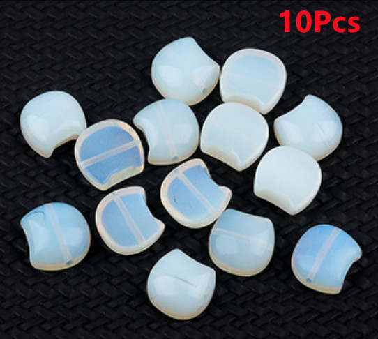 10Pcs 16x15x8mm White Opal Faceless Cat Head Horizontal Holes Beads ETY47