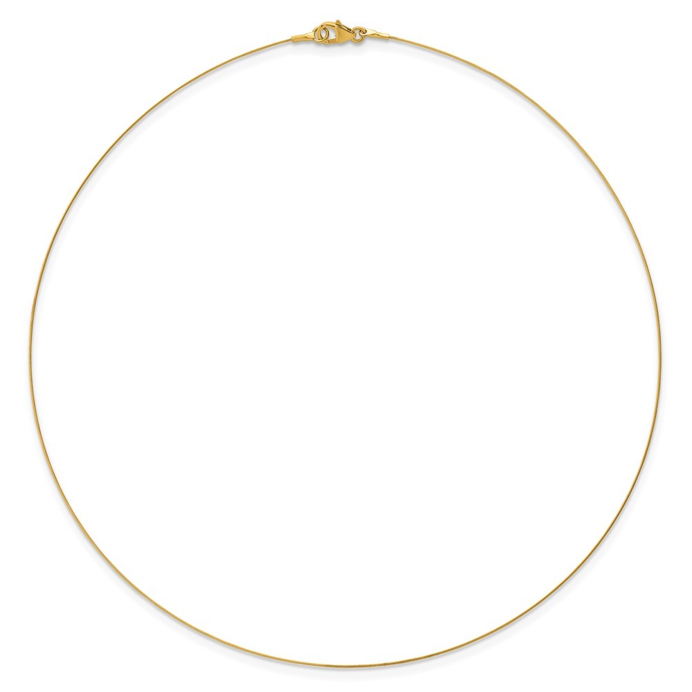 18K Yellow Gold Polished 0.5mm Single Wire Necklace 16″