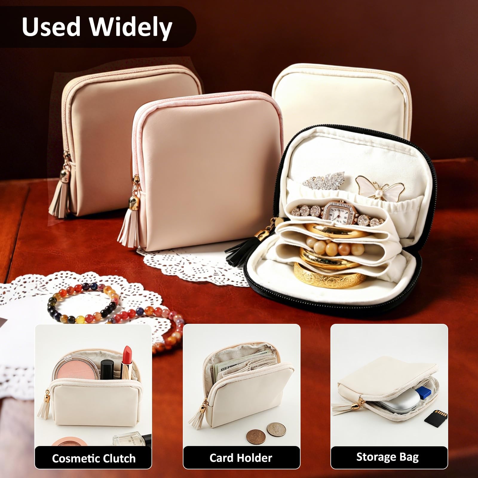 Mini Travel Jewelry Bag, Small Travel Jewelry Case with Zipper, Portable Velv…