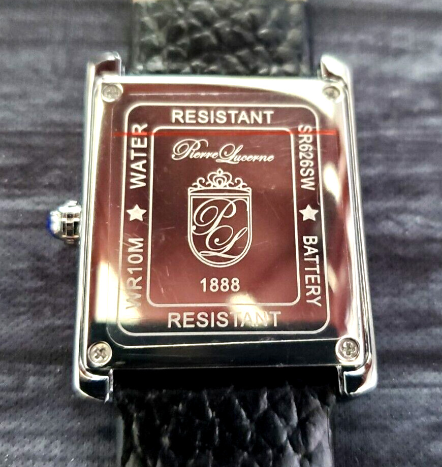 NICE Pierre Lucerne 1888 Vintage Tank Style Swiss Inspired Mens Watch Blk Band