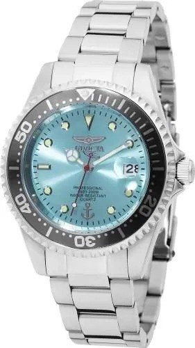 INVICTA Men 37.5mm Stainless Steel Steel Light Blue dial (50145) New