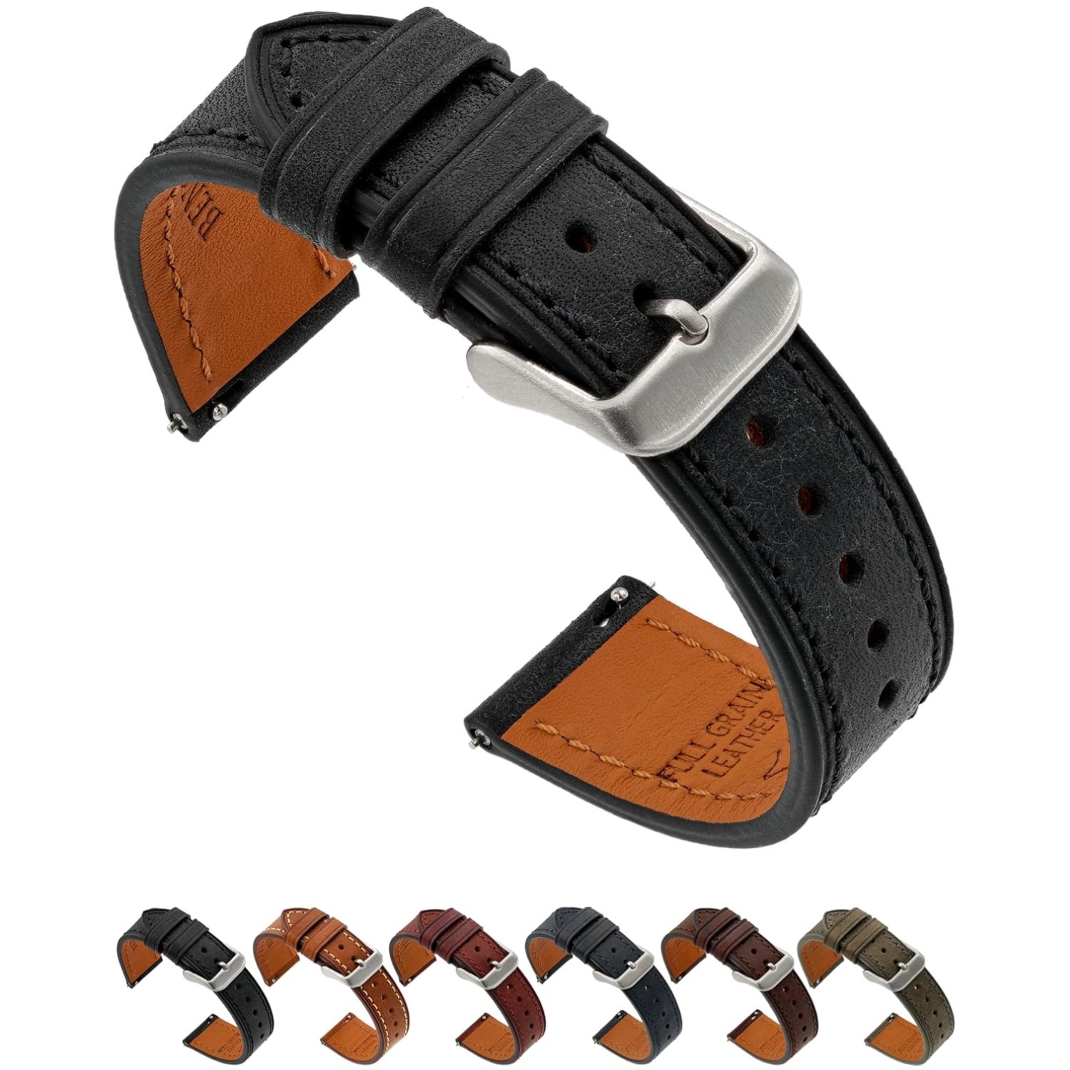 Full Grain Leather Watch Band – Quick Release Spring Bars