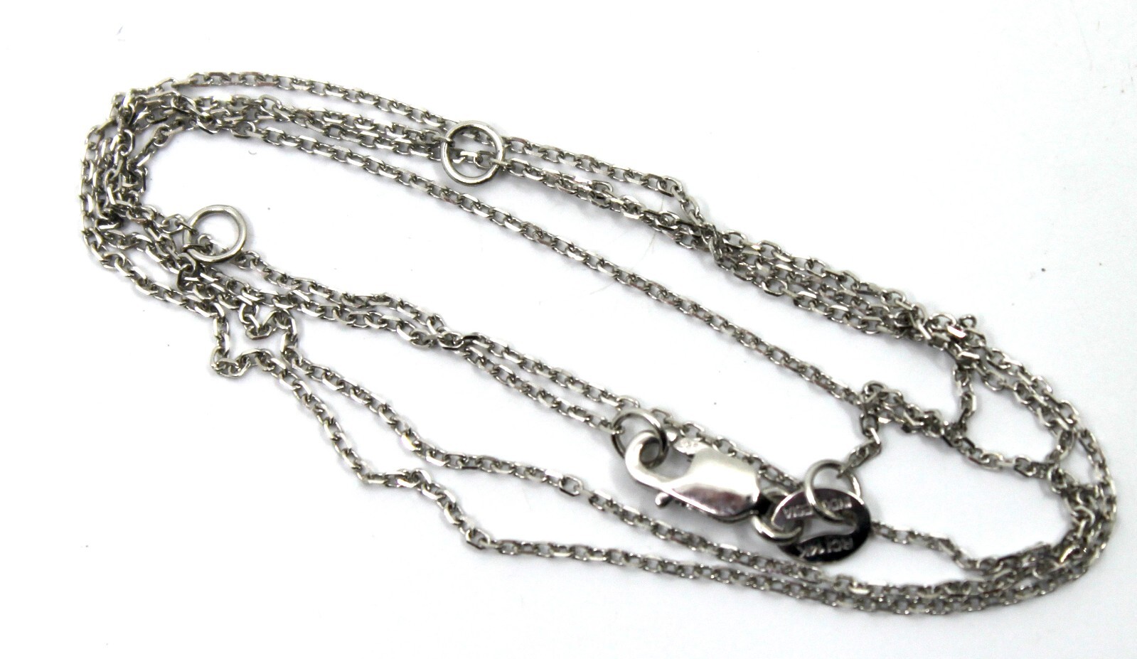 14K Solid White Gold Dainty Vine Cable Chain 0.7mm Thin Necklace 16 -18″in