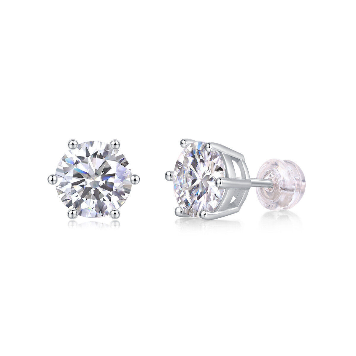 1-4CT VVS1/D Round Cut Moissanite GRA Certified Stud Earrings Solid 925 Silver