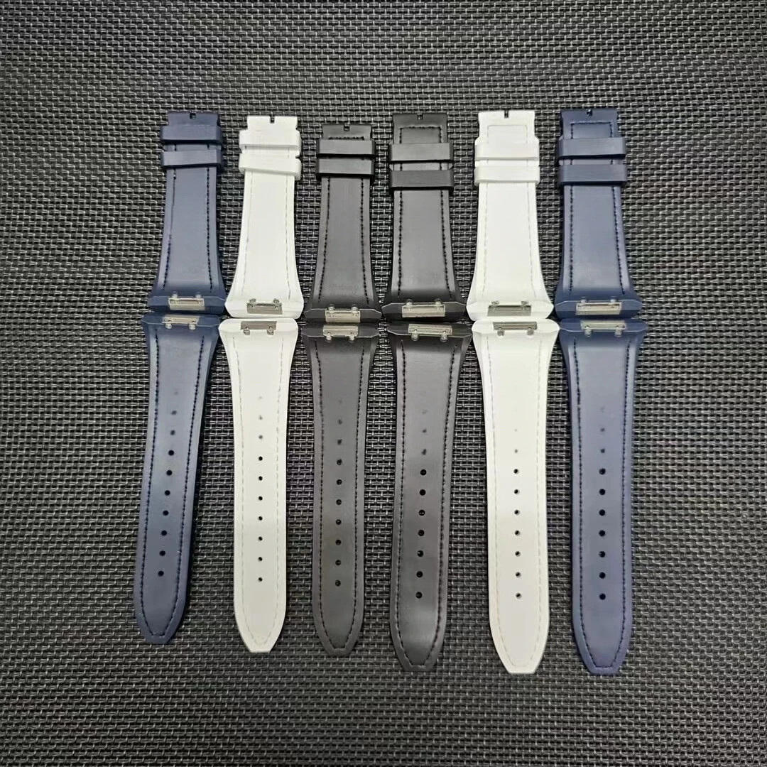 Croco Leather Rubber Watch Strap Fits Franck Muller V45 V41 Series Watches