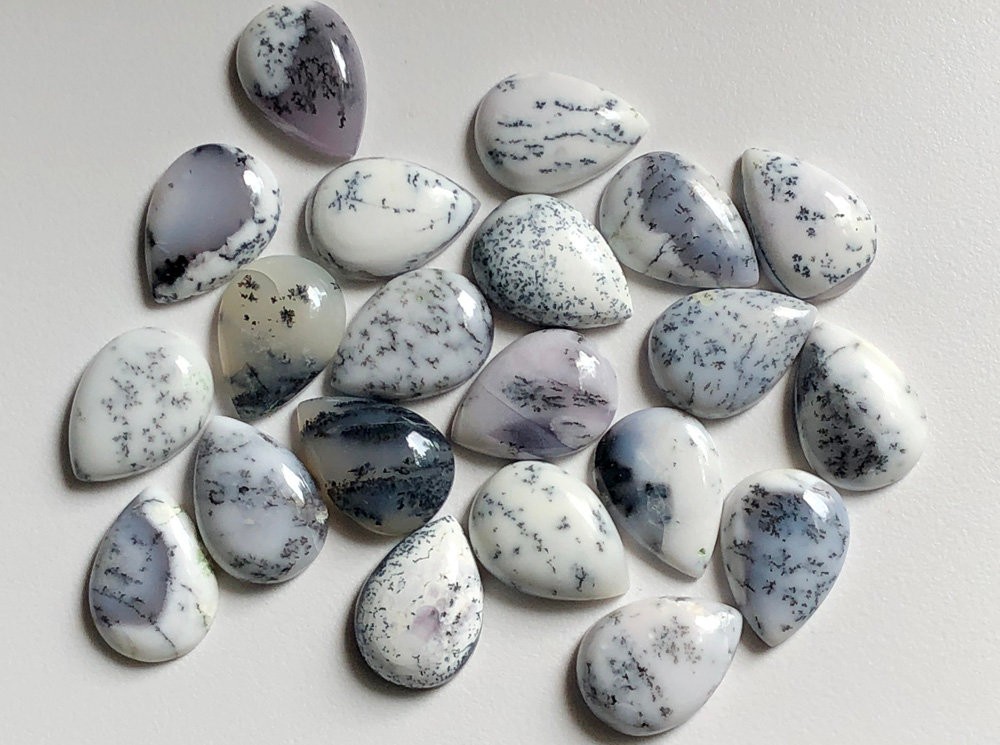 Opal Dendrite Pear Cabochon 5x7mm to 20x25mm Natural Loose Wholesale Gemstone