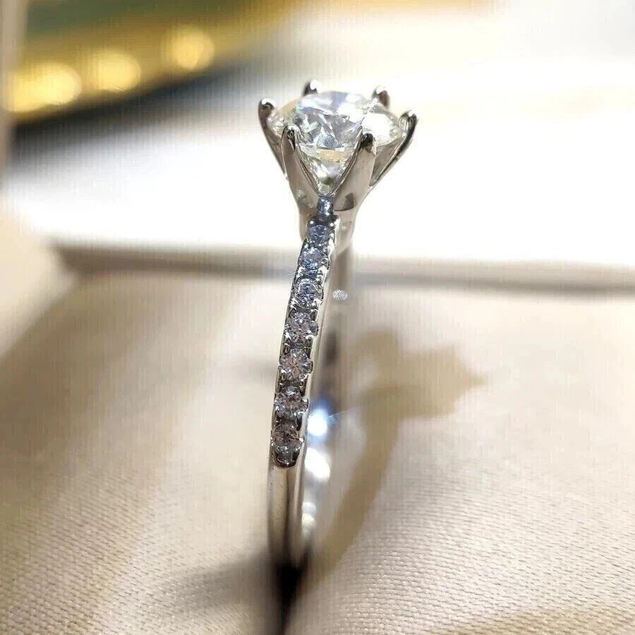 2Ct Round Cut Lab-Created Diamond Solitaire Wedding Ring 14k White Gold Plated