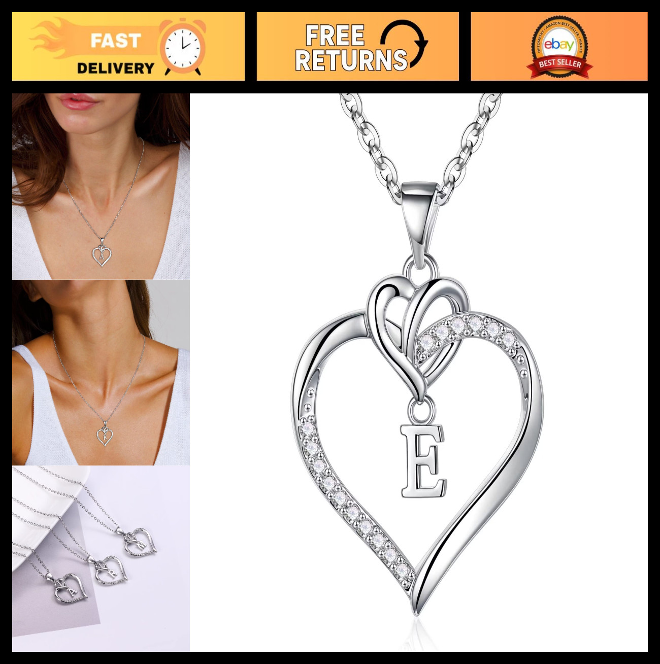 Personalized Heart Initial Necklace, 14K Gold-Plated A-Z Jewelry Gift for Women