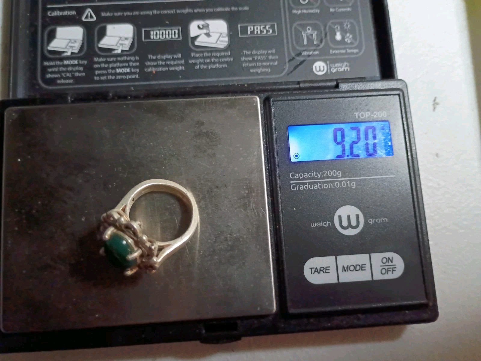 Vintage Natural Malachite Ring 925 Sterling Silver Size 6.5 Unique (9.20 Grams)