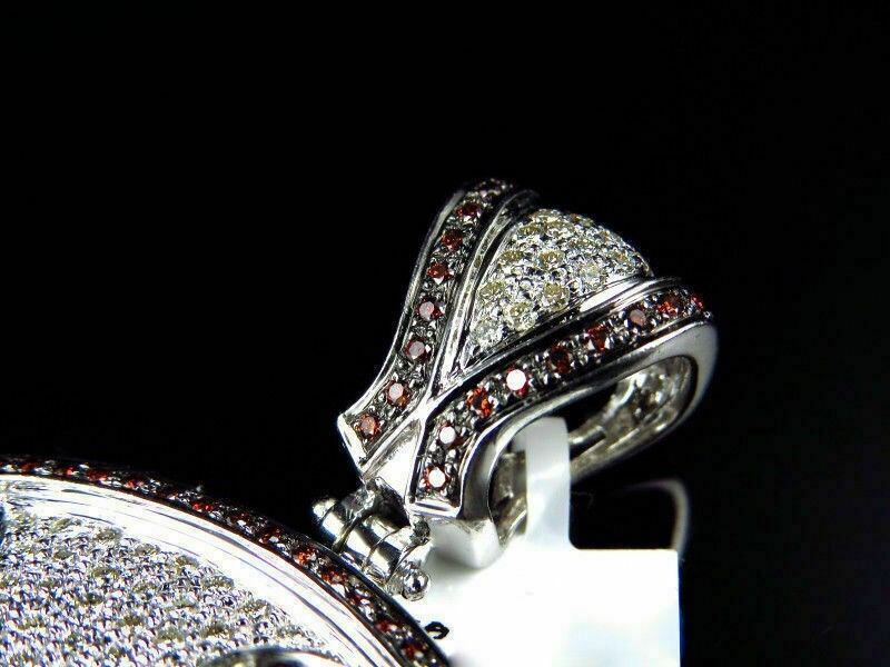 10K White Gold Over New York Yankees MLB Baseball Diamond Pendant 6.38 ct