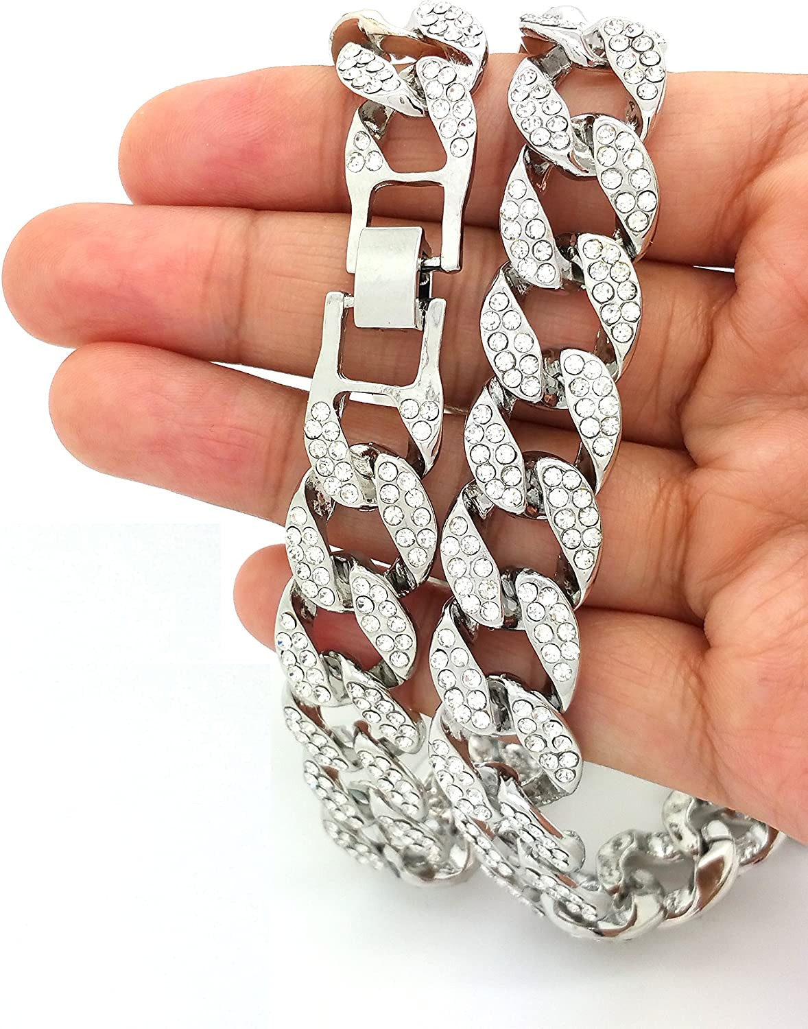 14MM Gold Plated Iced CZ Out Miami Cuban Link Bracelet Or Chain for Men Women