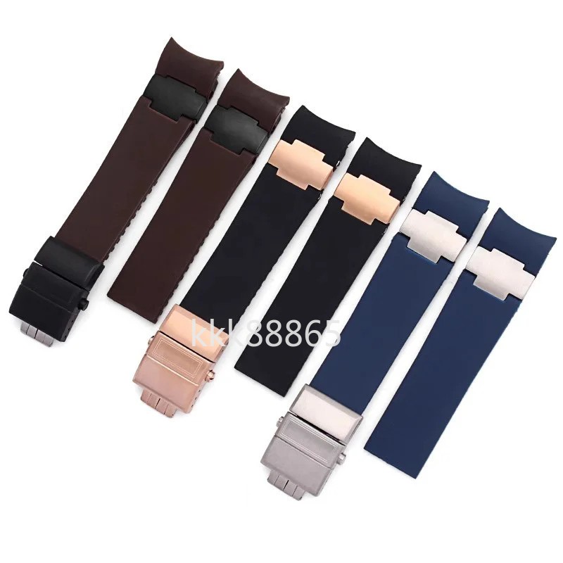 22mm Rubber Watch Band Strap Fits Ulysse Nardin Maxi Marine / Diver Black Blue