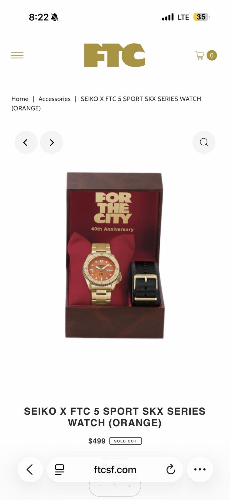 FTC Exclusive Seiko 5 Mens Orange Gold Watch HDB012 067/663 Automatic