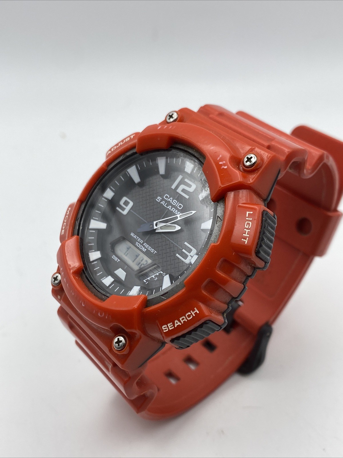 Casio AQ-S810W Red Ana-Digi Watch 5 Alarm 100M Japan Movt Working