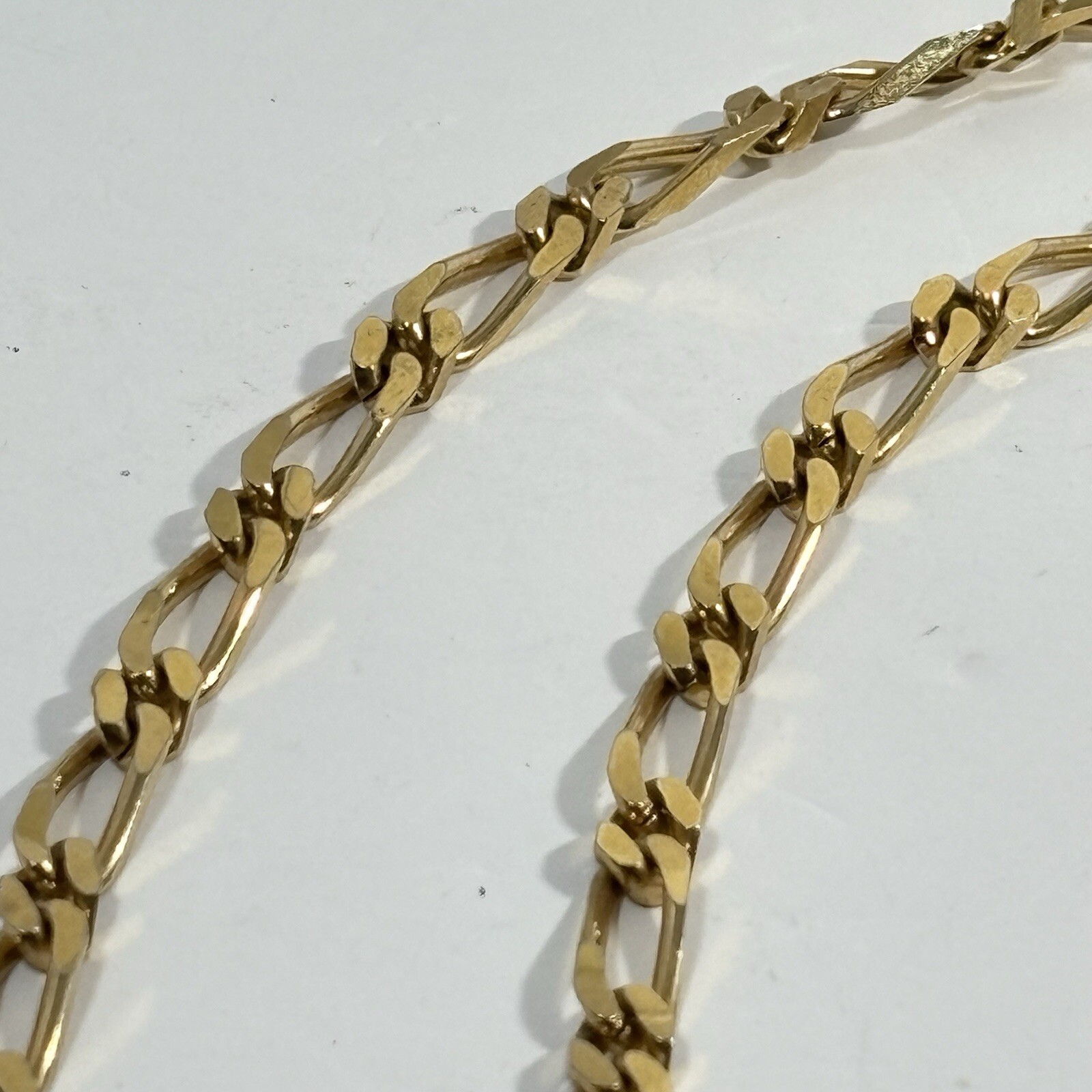 Vintage Signed MONET Gold Tone Chain Necklace Figaro Flat Link 30″