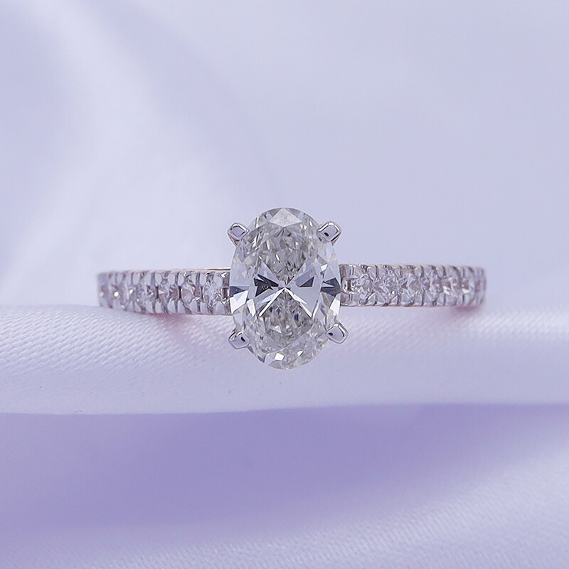 1.38ct Lab Grown Diamond Cathedral Style Engagement Ring in 10K Or 14K Gold
