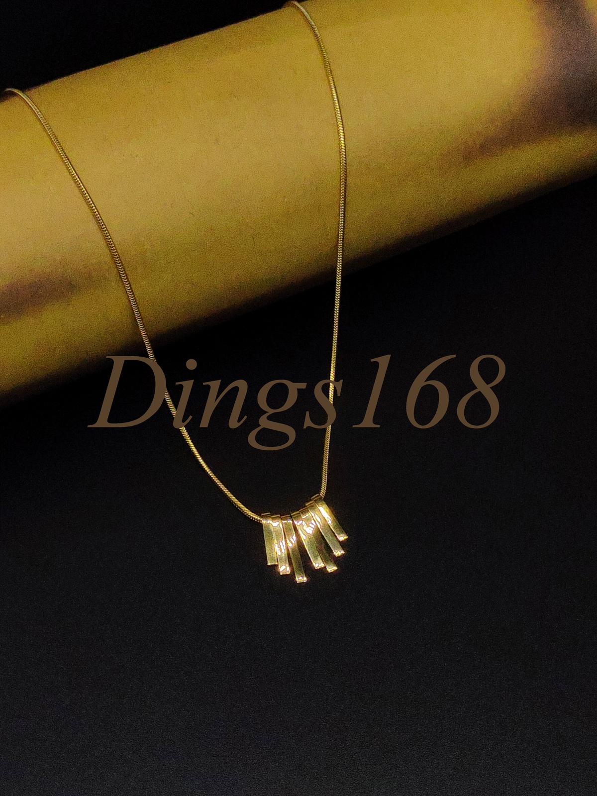Real 18K Yellow Gold Filled 15x13mm 7-Square Bar Pendant 16+2inch Snake Necklace