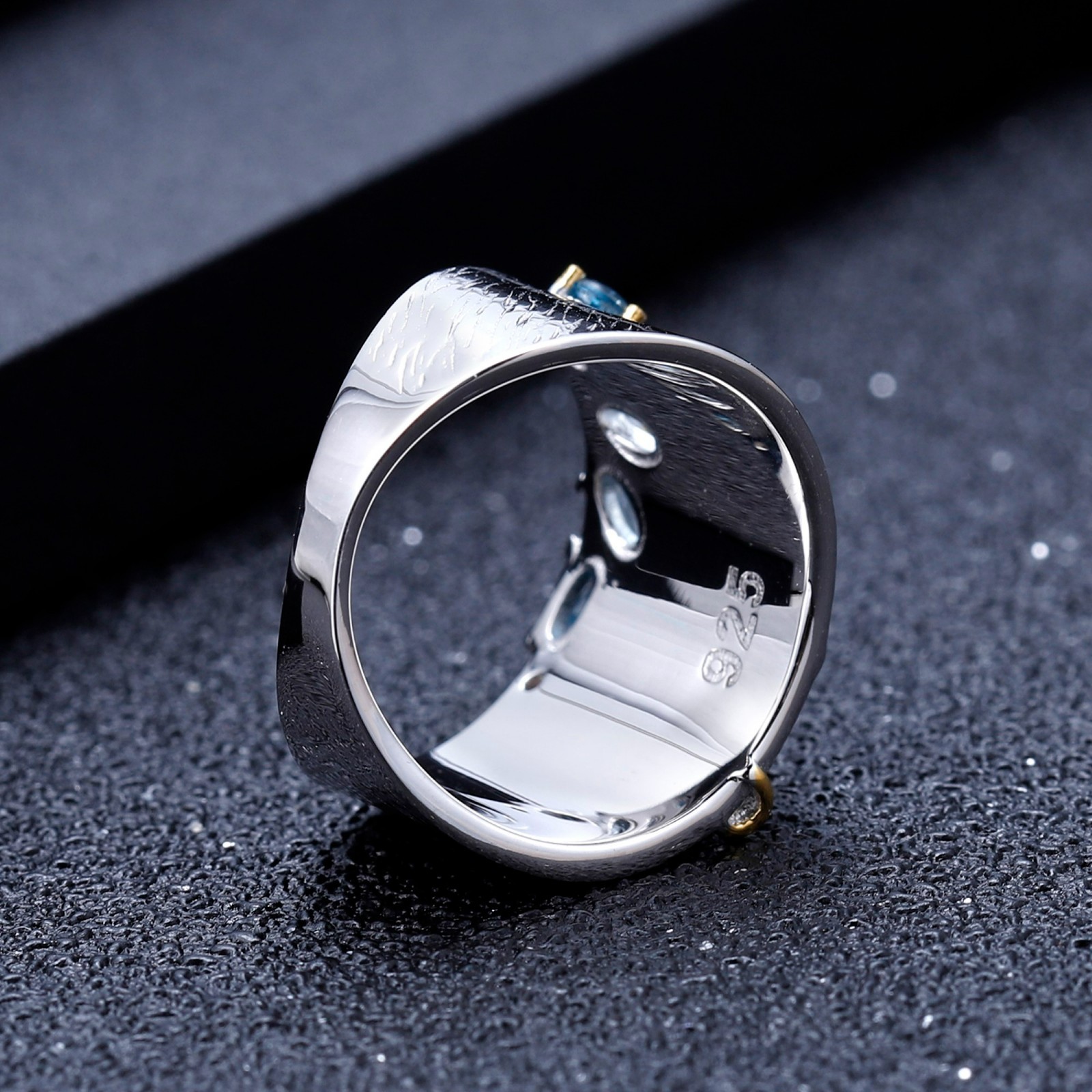 Natural Topaz 1CT Sterling Silver Gold Plated Tree Inspired Ring