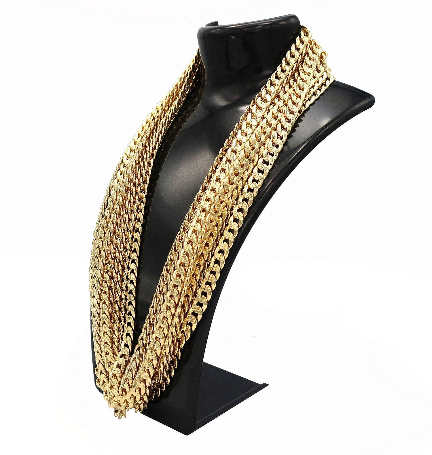8mm 12 Piece Diamond cut Concave Cuban link Chain 8″ 20″ 24″ 30″ 14k Gold Plated
