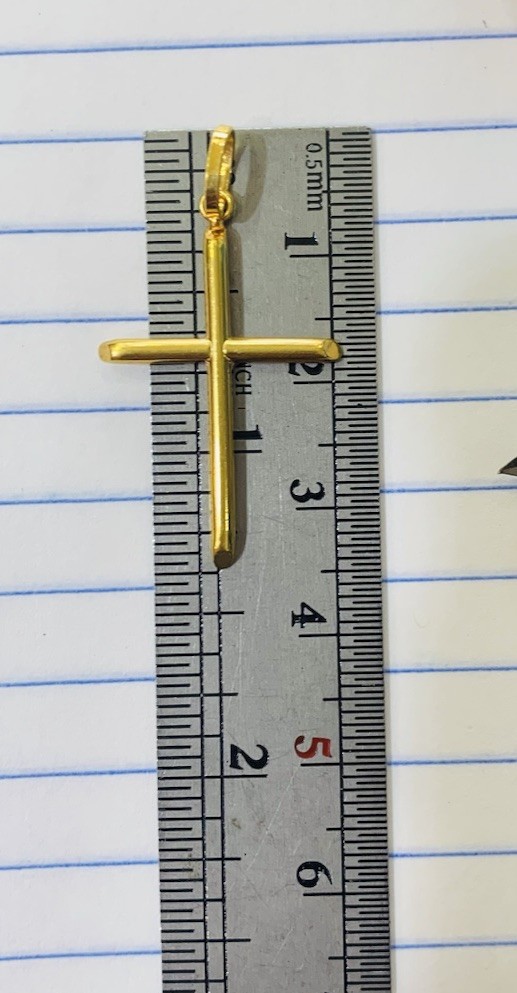 18K Yellow Gold Shaped Cross Pendant 0.84Grams(Italy)