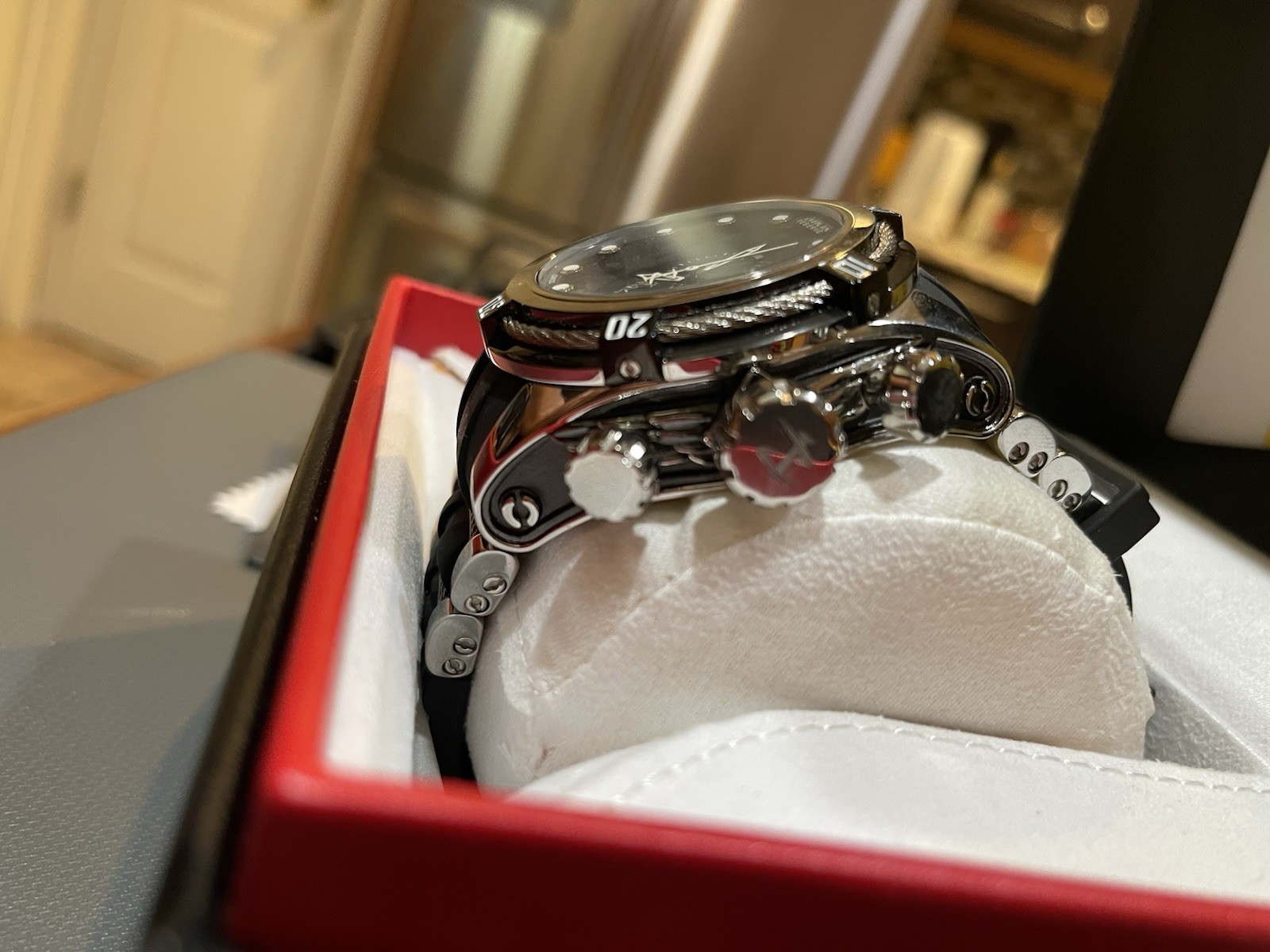 Invicta Bolt Zeus Men’s Chronograph Date Quartz Black Dial Black/Silver Band Box