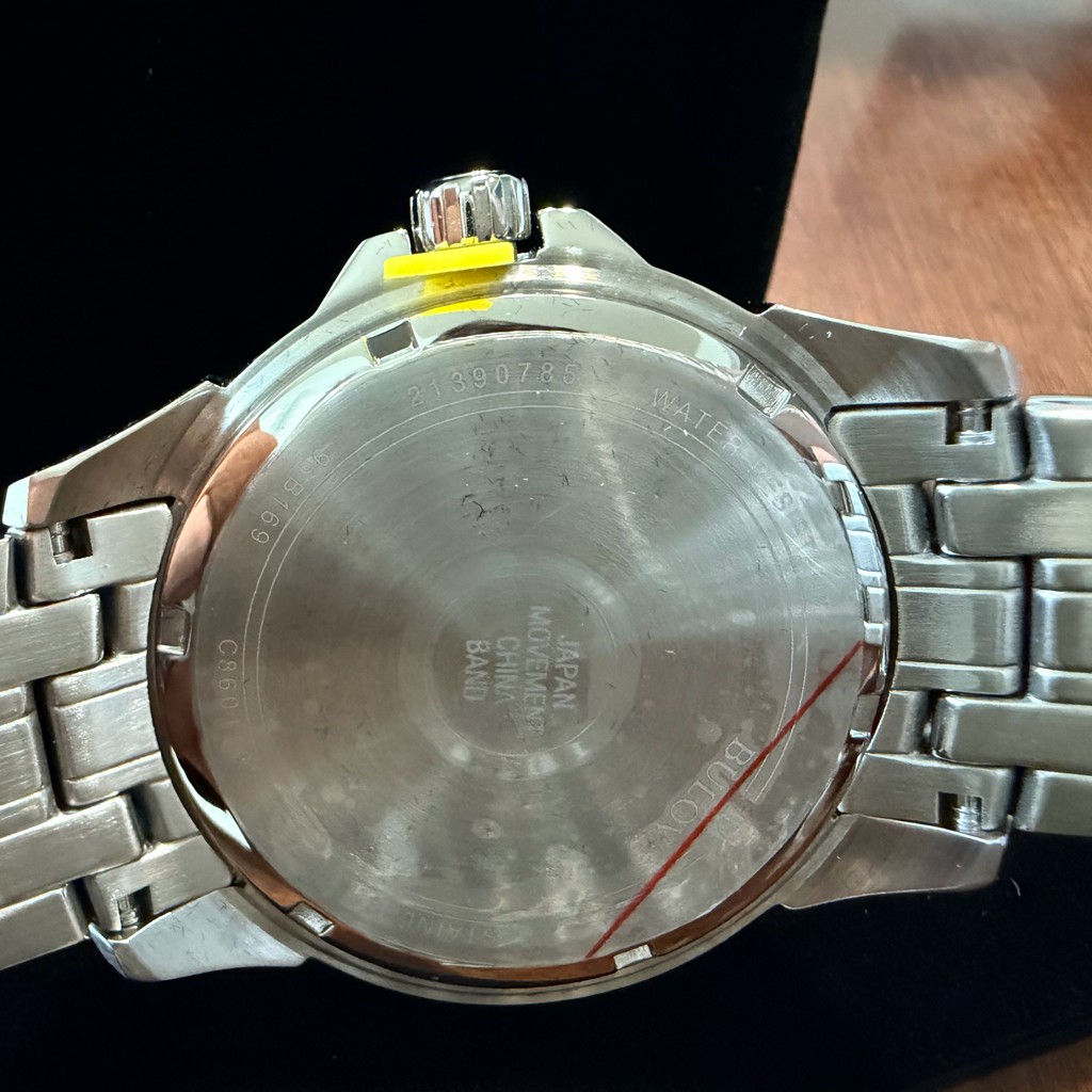 Bulova Men’s Stainless Steel Watch C860116 — Black Dial, Brand New with Tags