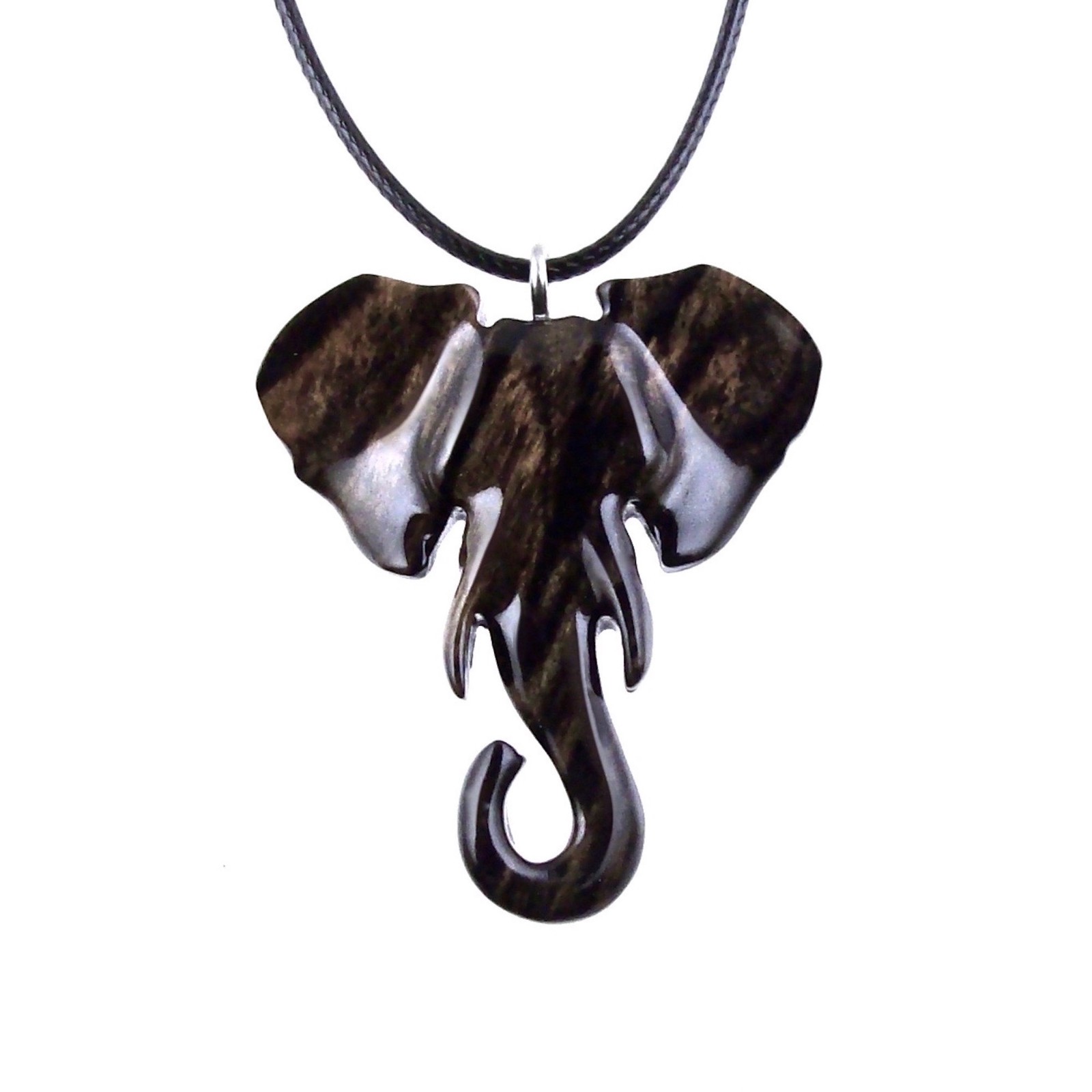 Elephant Necklace Pendant – Hand-Carved Wooden Animal Jewelry for Men and Women