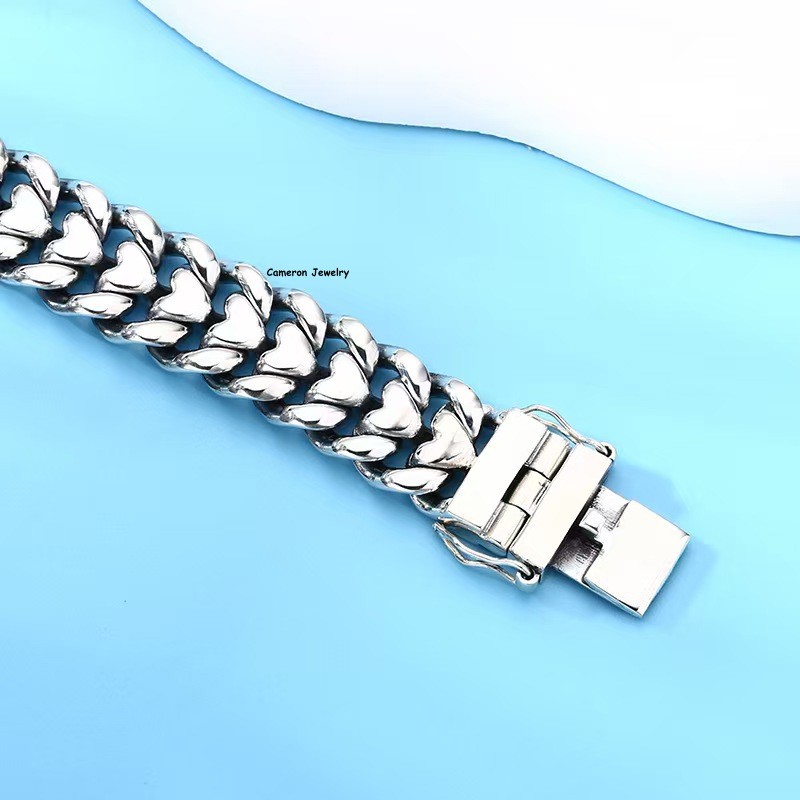 Solid 925 Sterling Silver Thick Curb Chain Bracelet Men Women Heavy Tank Link