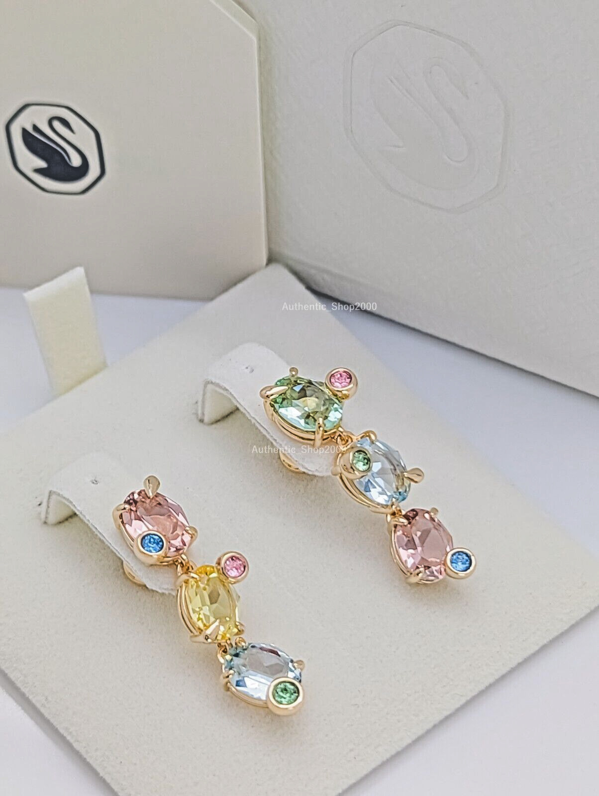 New Authentic SWAROVSKI Colorful Sparkle Crystals Gema Drop Earrings 5714815