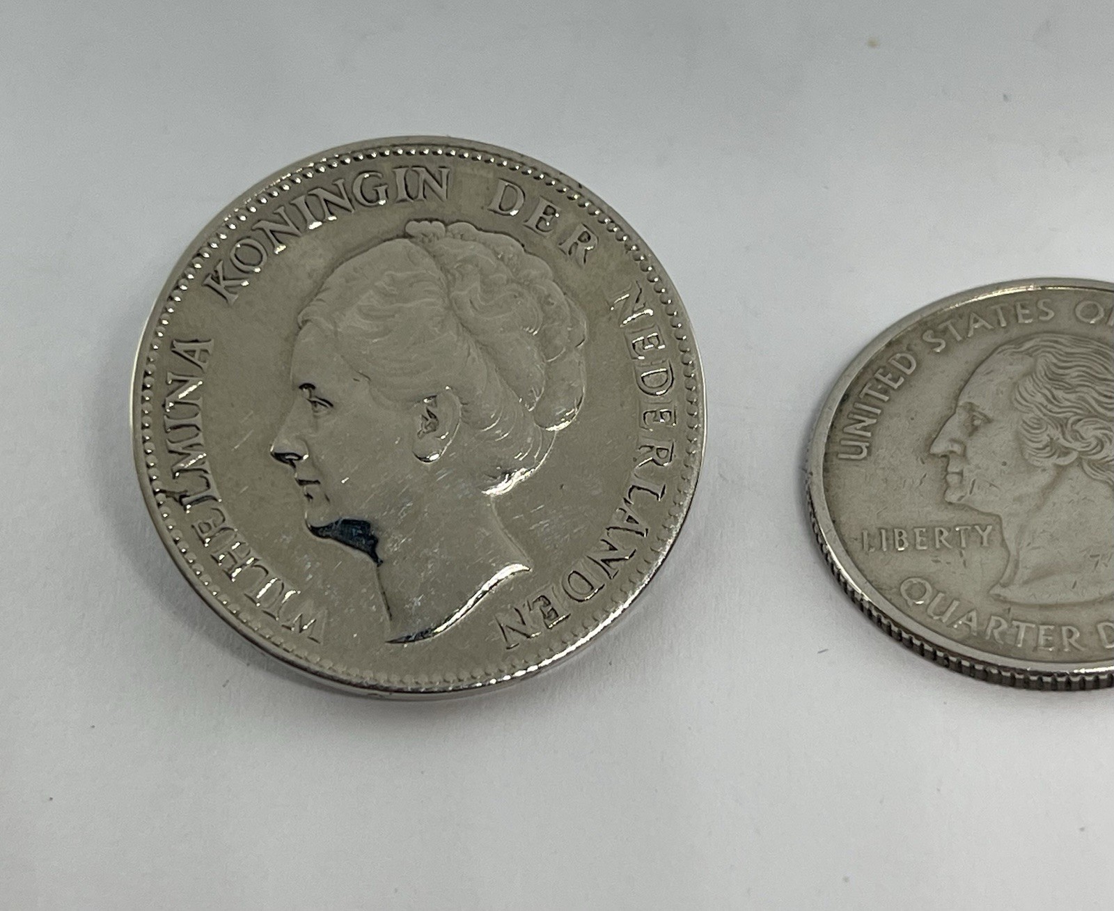 Vintage Queen Wilhelmina of The Netherlands 1940 Coin Hallmarked Sterling Brooch