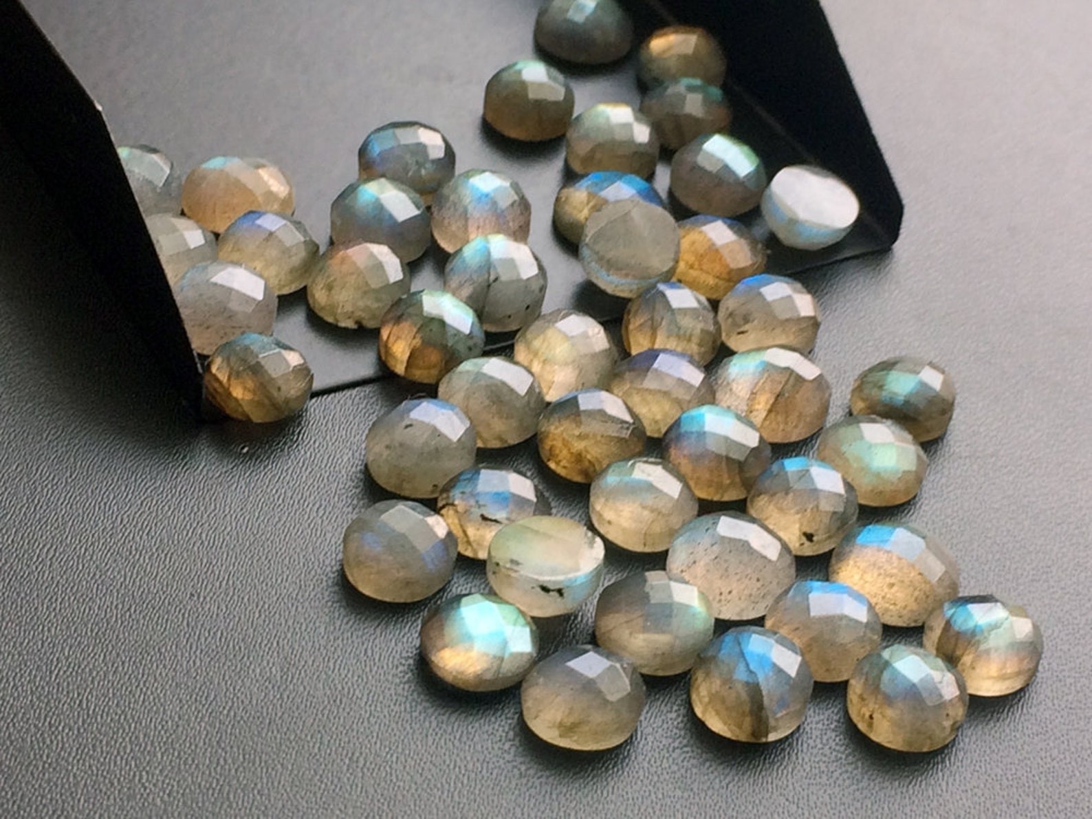 Blue Labradorite Round Rose Cut 5mm to 15mm Natural Loose Wholesale Gemstone