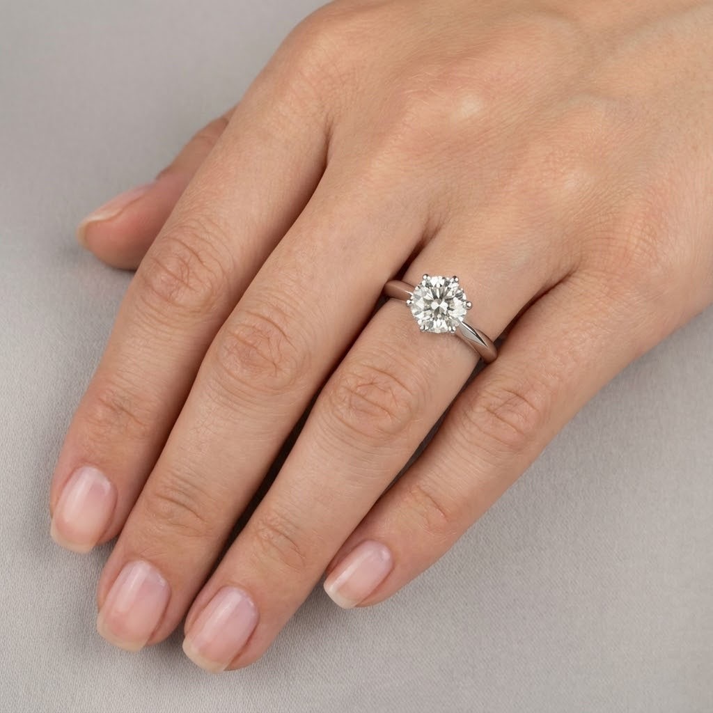 Solitaire Engagement Ring Solid 14K Gold 2.51 CT Round Lab-Grown Diamond H SI1