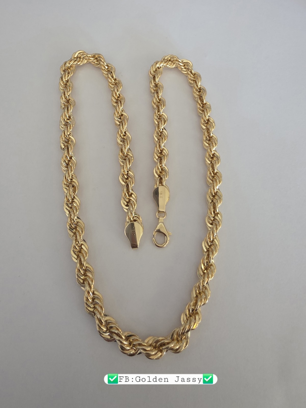 18K Real Gold Rope Chain 20″long