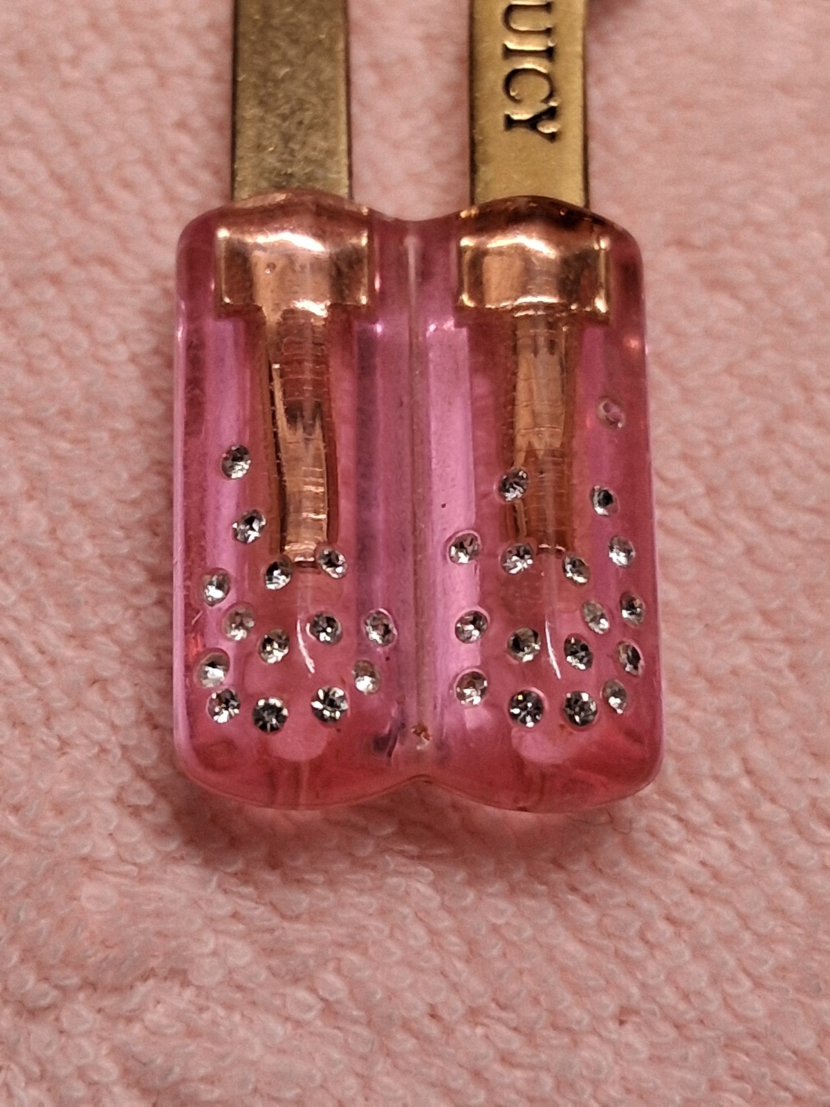 Juicy Couture Pink Popsicle Crystal Charm Pendant Gold Plated 2000’s