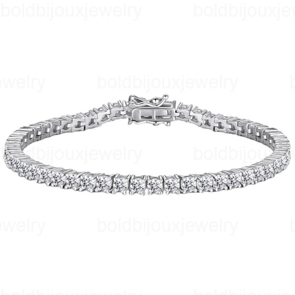 14K White Gold 10 Ct Natural Diamond Tennis Bracelet Luxury Real Gold Certified