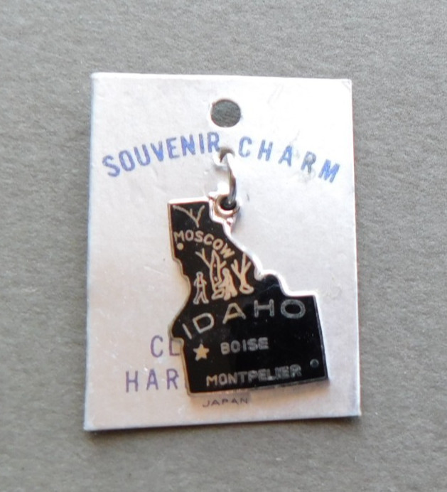 State Charm : Idaho – Souvenir Charm/Pendant – silver tone/Cloisonne enamel