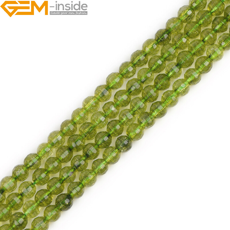 Faceted Gemstone Green Peridot Loose Beads For Jewelry Making Strand 15″In Lots