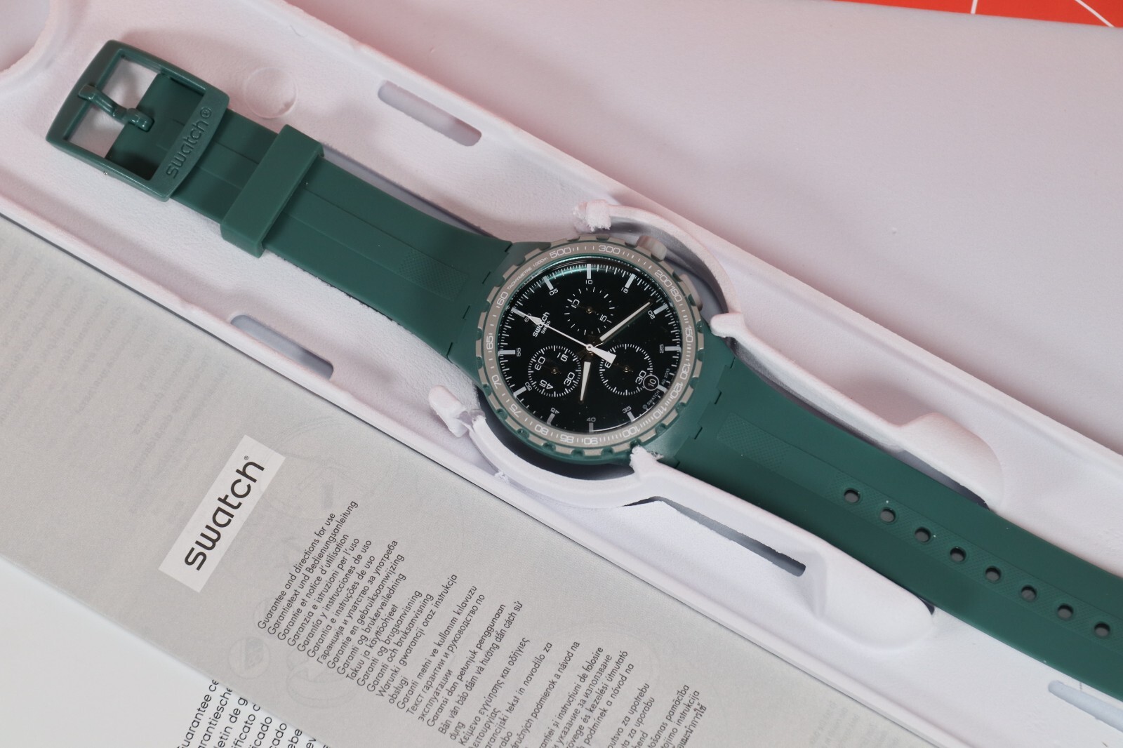 SWATCH SWISS MADE RACING ROAR MEN’S CHRONOGRAPH WATCH FOREST GREEN SUSG403 42MM